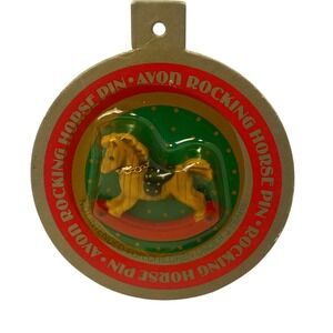 1985 Vintage Avon Rocking Horse Pin Broock Christmas Sealed In Package Oldstock